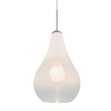 Besa Lighting Leon Cord Pendant, Milky White/Clear, Satin Nickel Finish, 1x60W Medium base 1JT-LEONWC-SN